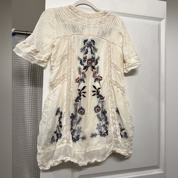 Free People Perfectly Victorian Dress Womens Cream Floral Short - Picture 4 of 4